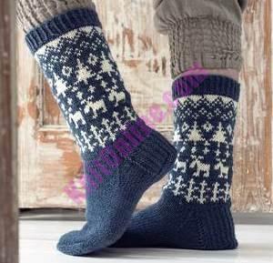 новогодние носки спицами